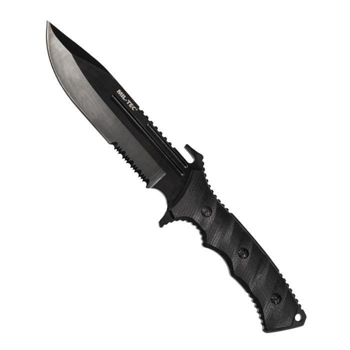 Couteau à lame fixe COMBAT G10 Mil - Tec - Noir - Welkit.com