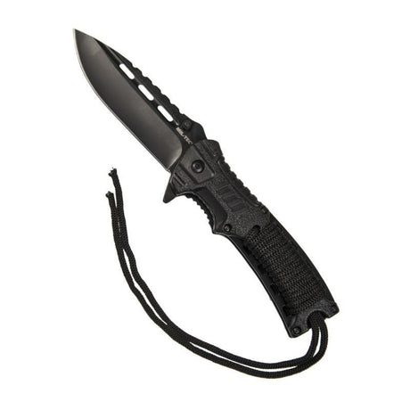 Couteau de poche ONE - HAND PARACORD AVEC SILEX Mil - Tec - Noir - Welkit.com