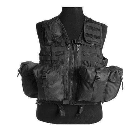 Gilet Chest Rig MULTIPOCHES Mil - Tec - Noir - Welkit.com