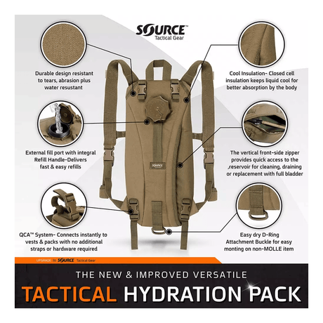 Sac d'hydratation TACTICAL 2L / 3L Source Tactical - Noir - Welkit.com