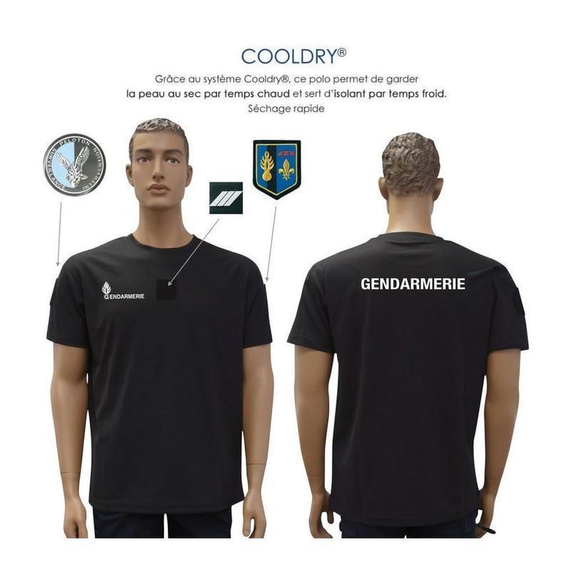 T - shirt Gendarmerie COOLDRY GENDARMERIE DÉPARTEMENTALE Patrol Equipement - Noir - Welkit.com