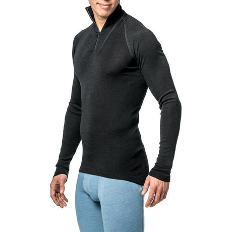 T - shirt thermorégulateur hiver ZIP TURTLENECK LITE Woolpower - Noir - Welkit.com