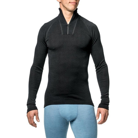 T - shirt thermorégulateur hiver ZIP TURTLENECK LITE Woolpower - Noir - Welkit.com